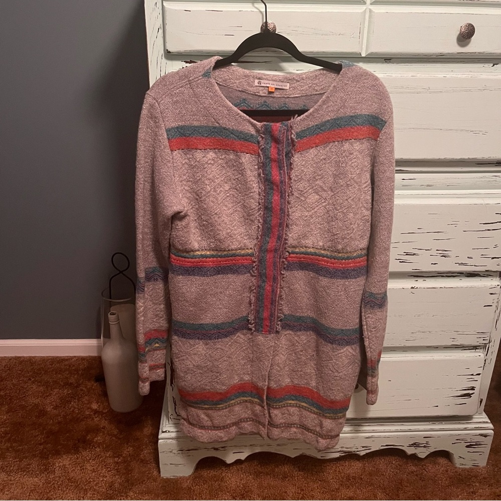 Vintage Manos Del Uruguay Women's Multicolor Striped Wool Button Down Sweater. M